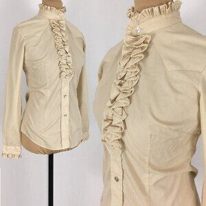 ❌SOLD❌70s Tuxedo Ruffle Shirt Pearl Snap Button